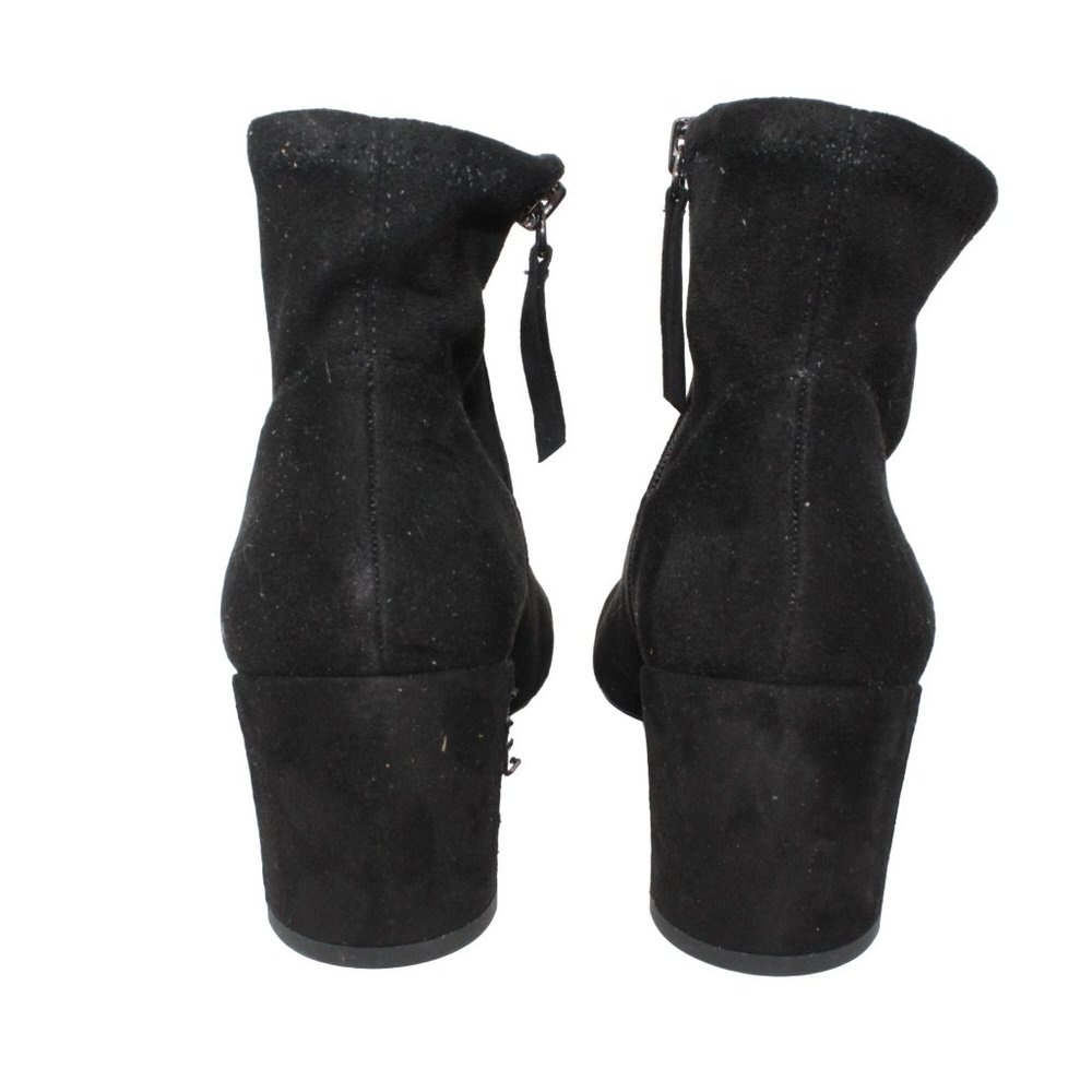 Nine West Size 7.5M Falup Black Suede Zippered Block Heel Ankle Bootie Boots - Picture 6 of 10
